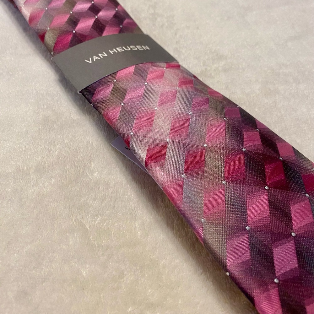 Van Heusen Pink and Silver Geometric Men's Tie